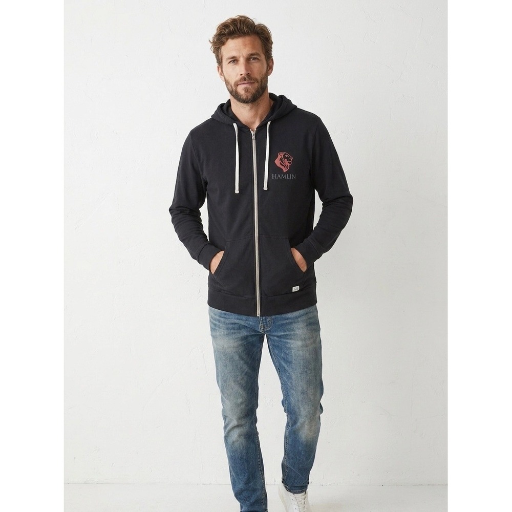 Marine Layer Mens Hamlin Lion Graphic Full Zip Hoodie Black Large Cotton Modal